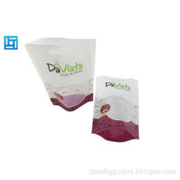 White Stand Up Plastic Bags / Food Pouches Packaging With B